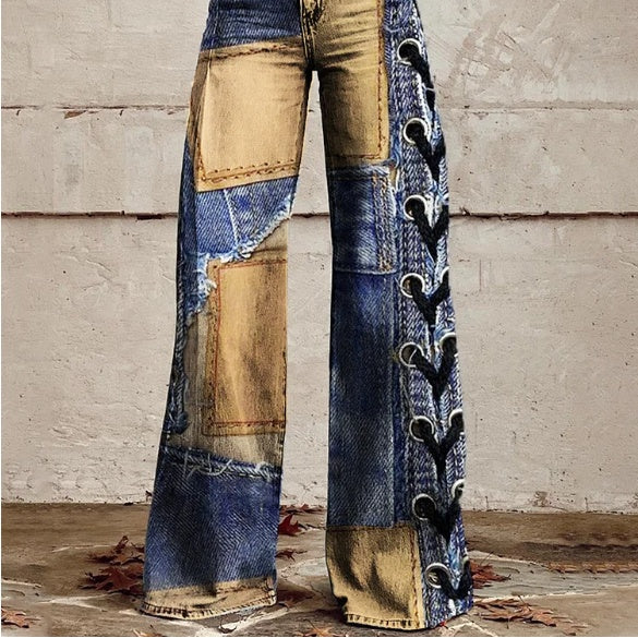 Pantaloni Patchwork a Vita Alta – Ursime